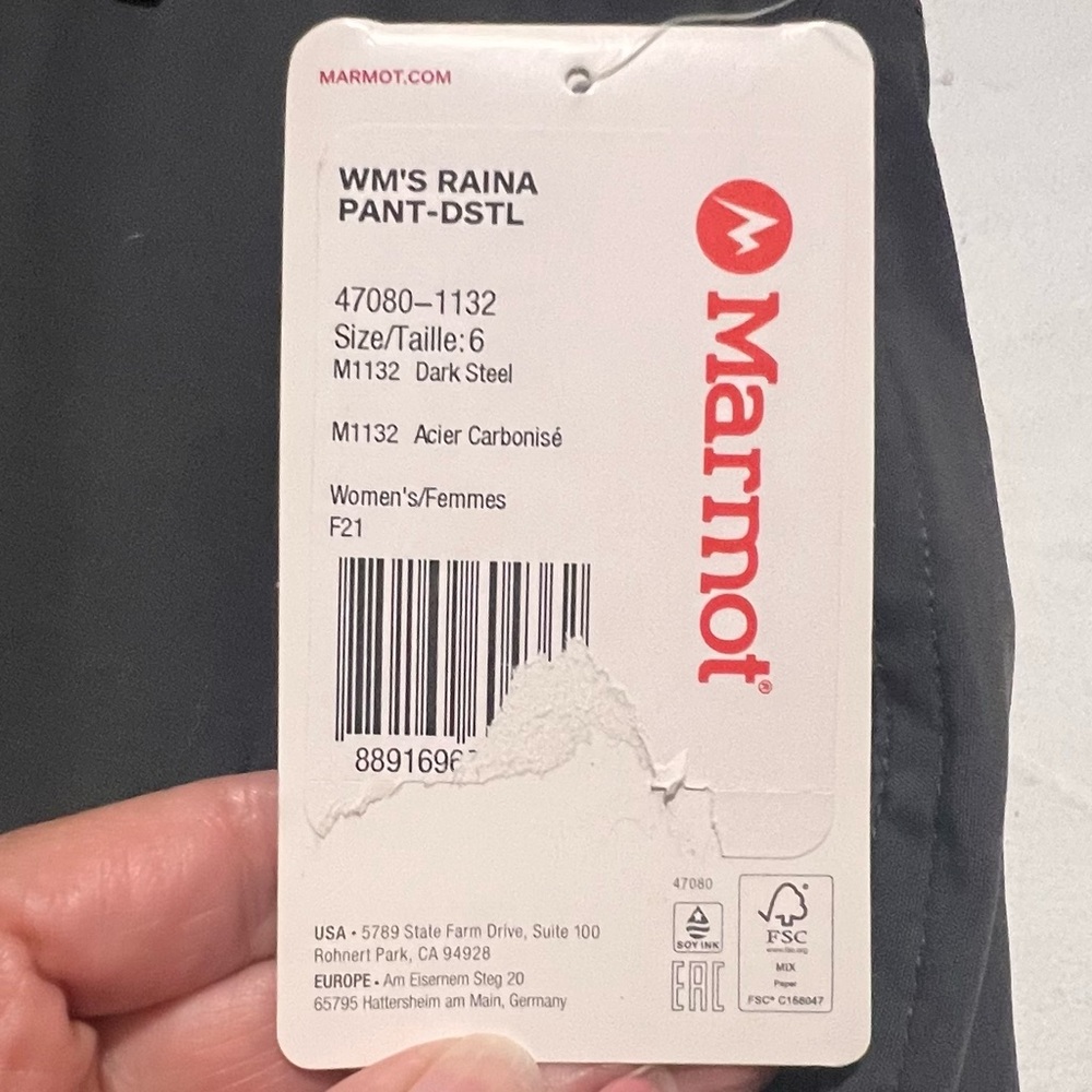 NEW Marmot Gray Raina Hiking Outdoor Rain Pants Spring Waterproof Activewear - Picture 11 of 16